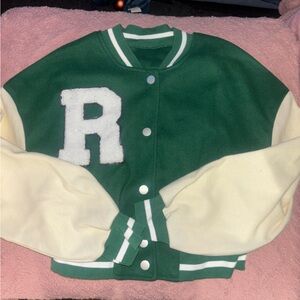 Green and Cream Varsity Jacket